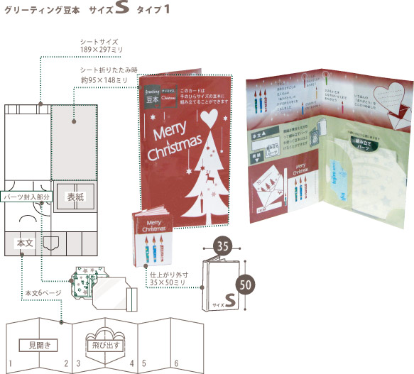 グリーティング豆本 サイズS タイプ1